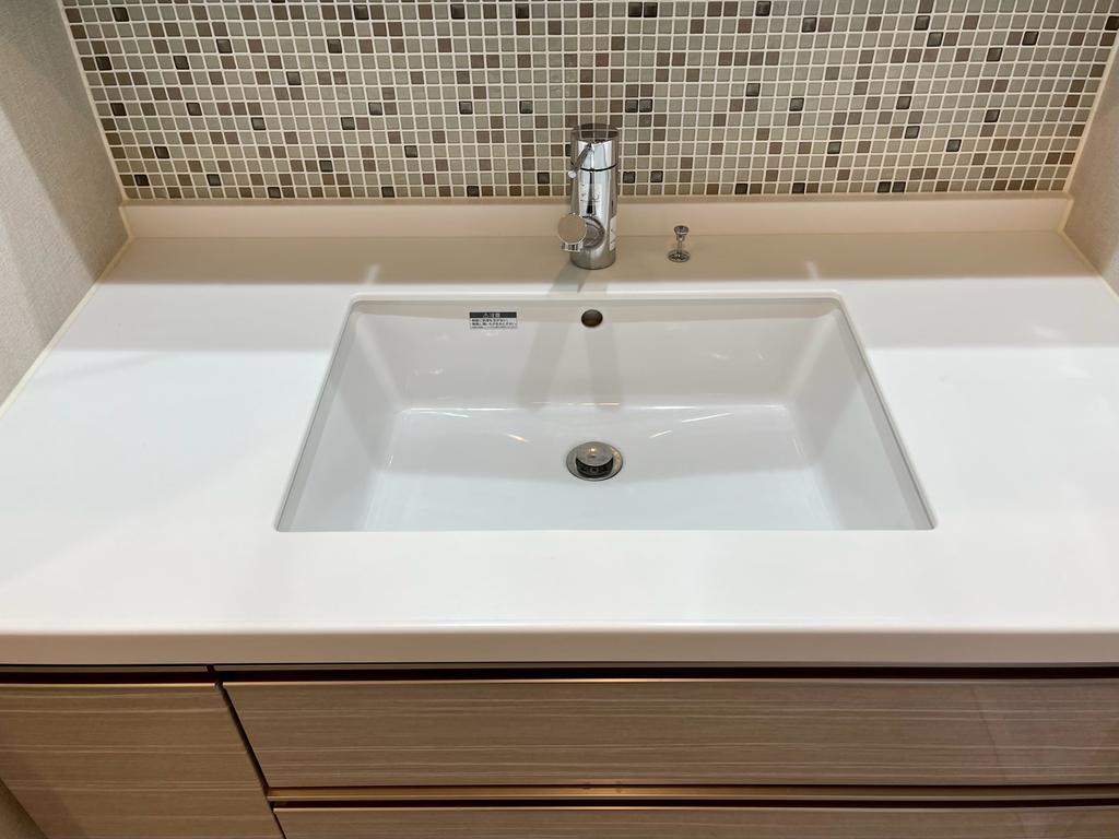 ザ・熊本ガーデンズ 2LDK パウダールームの洗面カウンター人造大理石天板